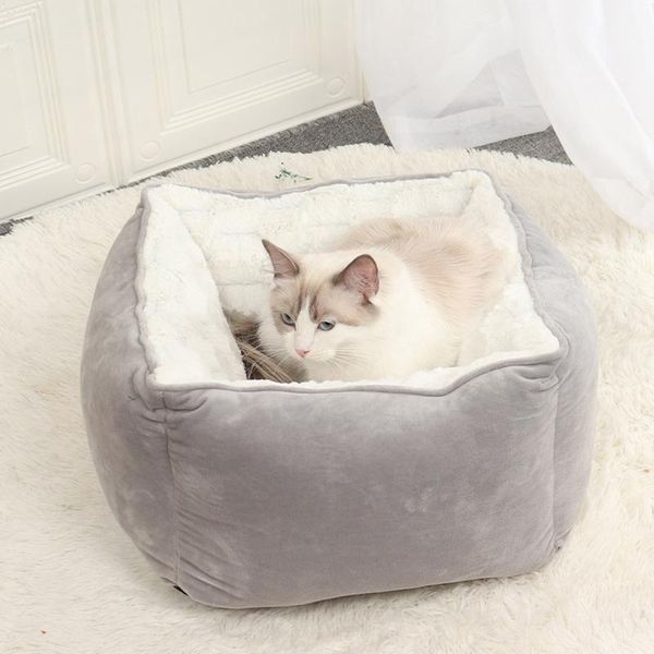 

cat beds & furniture thick dog bed house soft square winter pet cushion mats for small dogs cats warm puppy kennel supplies