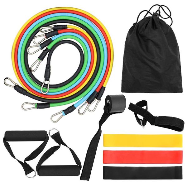 

14pcs resistance bands set workout fintess exercise tube jump rope door anchor ankle straps cushioned handles 8-shaped