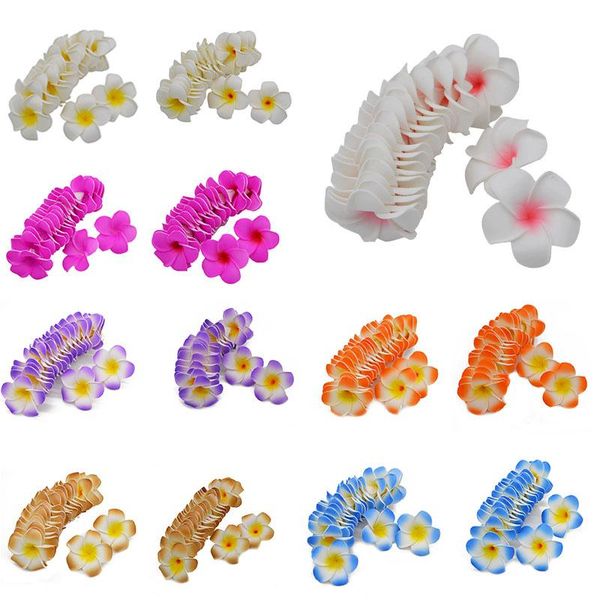 

decorative flowers & wreaths 10pcs 5-9cm foam plumeria hawaiian pe artificial flower diy frangipani wreath headdress for wedding party decor