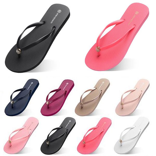 

fashion slippers flip flops beach sandals shoes type49 summer schuhe sport sneaker womens green yellow orange navy bule white pink brown 35-, Black