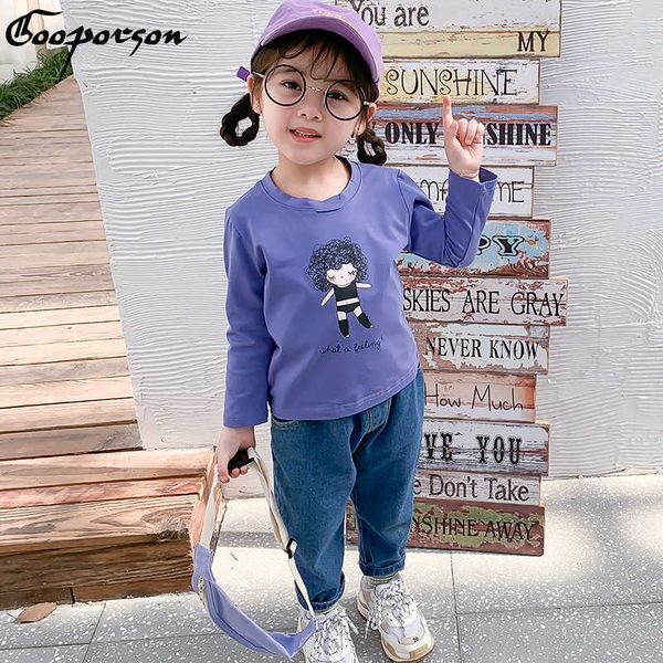 

brand cotton girls t shirt long sleeve fashion outfits autumn cute tee shirt for baby kids children sweet clothes 210715, White;black