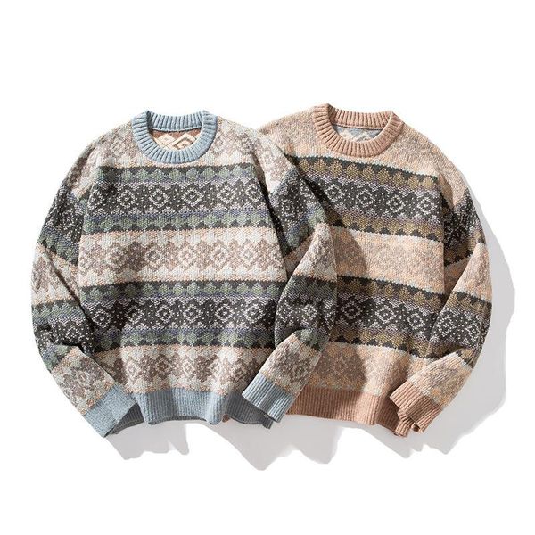 

men's sweaters 2021 autumn winter sweater men national o-neck casual loose male pullover clothing couple warm japanese knit, White;black