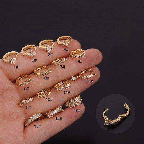 

hoop & huggie arrivals 1pc cz cartilage earring for women fashion tragus daith conch rook snug lobe ear piercing jewelry, Golden;silver