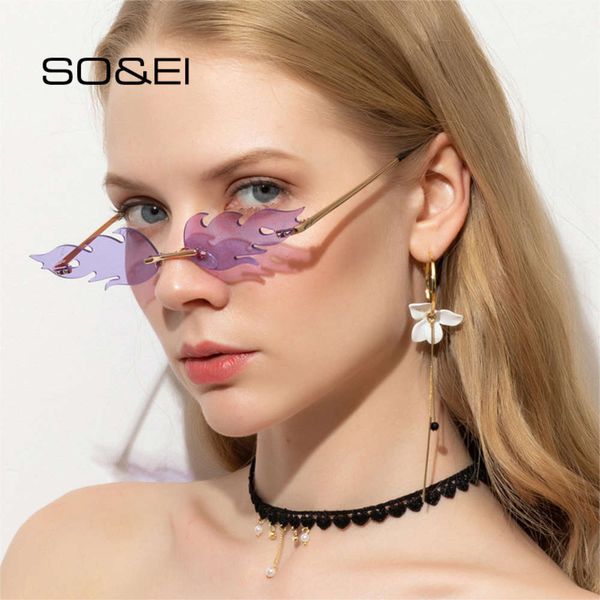 

so & eggs unique random flame shape women brand designer clear ocean lens eyewear ladies sunglasses oculos sun uv400, Black