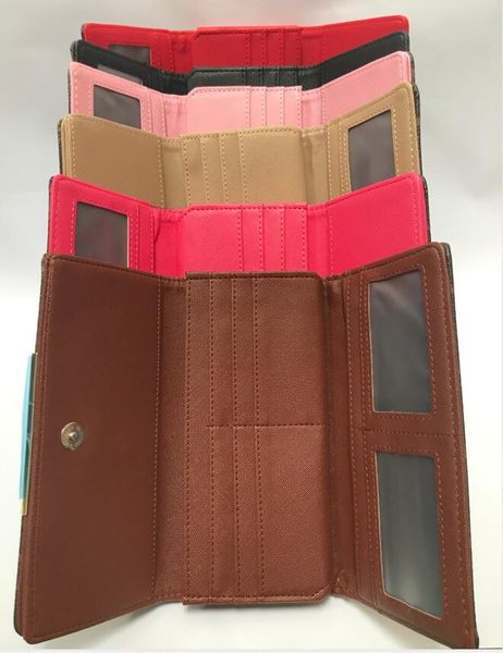 

fold wallet the most stylish way to carry around money, cards and coins men leather purse card holder long business women wallet 6 colors, Red;black
