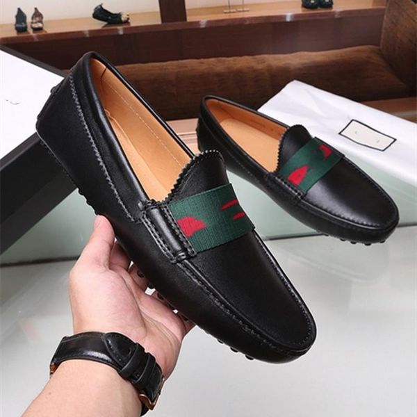 

a1 g [orignal box] luxury new mens loafers formal slip-on gentleman wedding dress drive moccasin-gommino shoes size 38-46, Black
