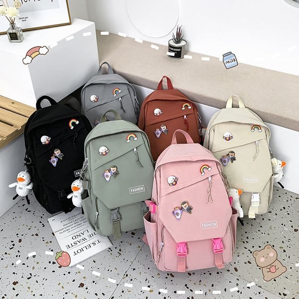

dhl50pcs backpack student nylon fresh large capacity hasp zipper cross body bag without pendant mix color