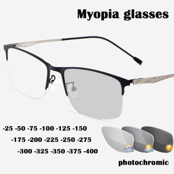 

sunglasses outdoor pochromic myopia glasses optical men women business anti blue ray prescription nearsighted -50 to -400, White;black