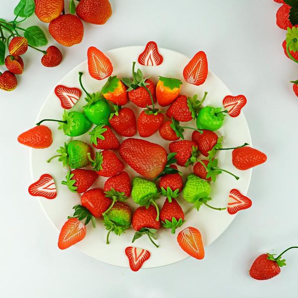 

party decoration 12pcs artificial pvc strawberry model home decor props