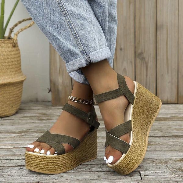 

sandals high heels ladies summer shoes wedge bohemian flat beach open toe women's, Black