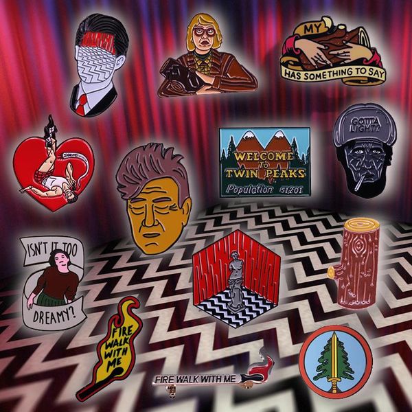 

pins, brooches david lynch twin peaks badge agent cooper log lady wooden gotta light fire walk with me woodsman pin audrey dreamy brooch, Gray