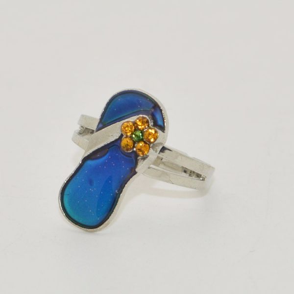 

mood rings lovely flip flop shape color changing with temperature change feeling ring for women, Silver