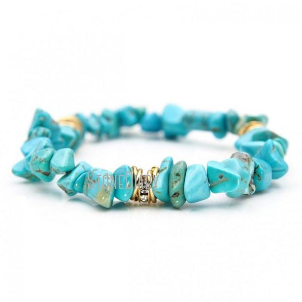 

charm bracelets bm24036 white howlite blue vein stone with gold plated rings form bracelet natural jewelry gift, Golden;silver