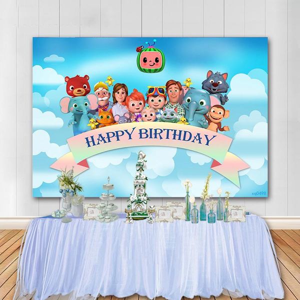 

party decoration cartoons elephant watermelon children birthday backdrop po studio props pography background wall