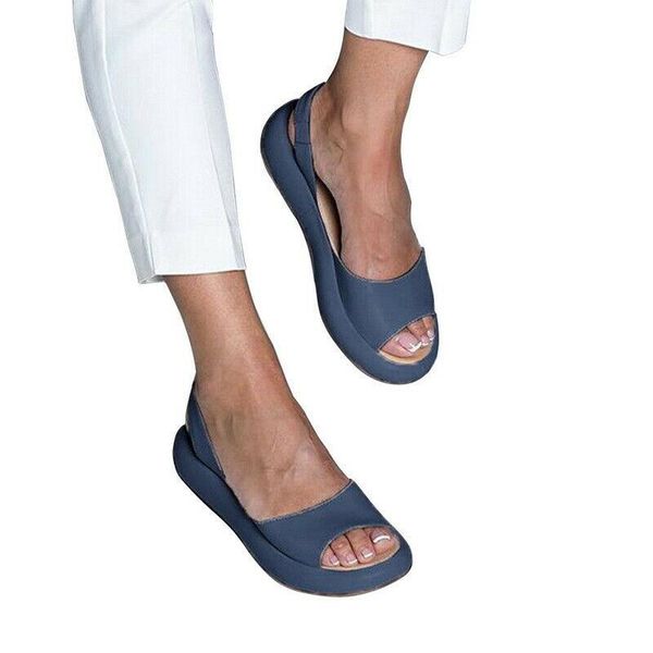 

sandals women open toe breathable anti-slip beach pu leather soft sole travel slipper shoes casual wedges platform sandal summer, Black