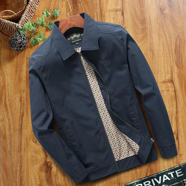 

men's jackets turn-down collar middle-aged men jacket thin cotton dad wear outfit casual long sleeve outerwear zipper windproof, Black;brown