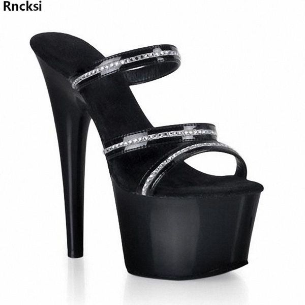 

rncksi women high heels 17cm shoes dance heel slippers platform women's, Black
