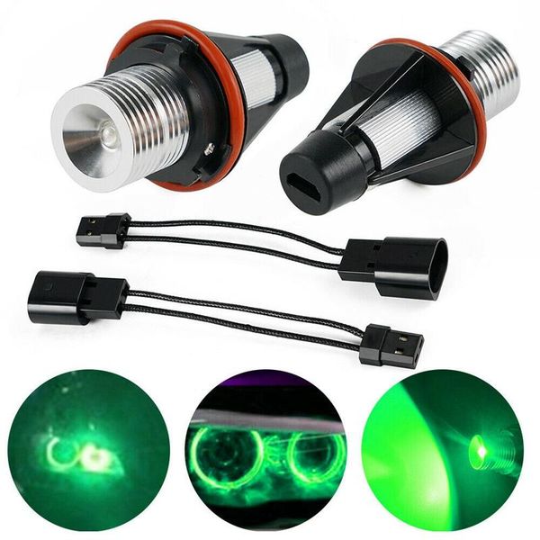 

car headlights 7000k green led angel eye marker halo light bulbs lamps for - e39 e53 e60 e63 e64 e66 e87 5 6 7 x3 x5 [pack of 2 pcs]