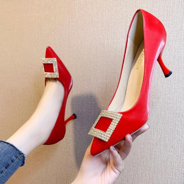 

dress shoes rimocy luxury crystal high heels pumps women 2021 pointed toe party woman slip on ladies wedding summer, Black