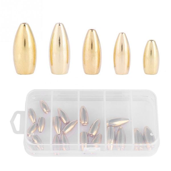 

fishing accessories sinker lure weights 3.5g/5g/7g/10g/12g shape brass sinkers set with box