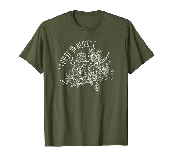 

thrive on neglect succulent botanical cactus aesthetic tee, White;black