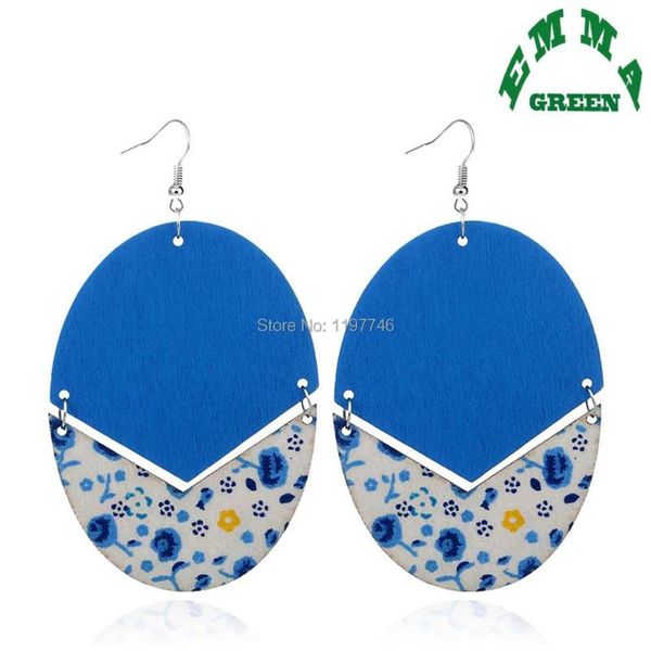 

earrings & necklace natural wood oval big dangle drop vintage geometric wooden leopard print pendientes boucle d'oreille women gift, Silver