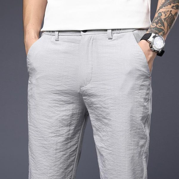 

fashion classic style elasticity trousers male brand sweatpants men gray black 2021 men's business slim casual pants