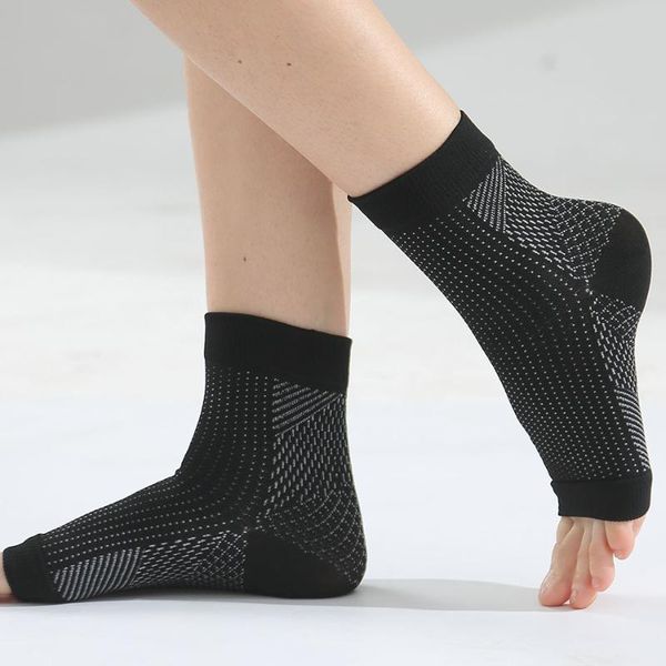 

ankle support elastic compression sport protector basketball soccer brace guard breathable gym training socks, Blue;black