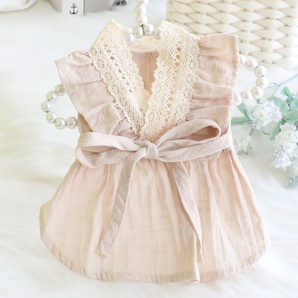 

dog cloth summer thin cat princs skirt korean cotton linen lace small dog pet 2939