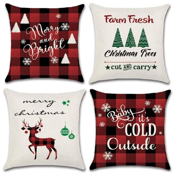 

pillow case christmas covers, black red plaid decorative holiday throw covers decor