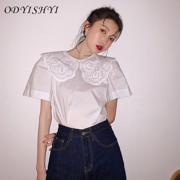 

women summer white loose fashion spliced t-shirt female brand slim ladies designed elegant tees ml87 women's