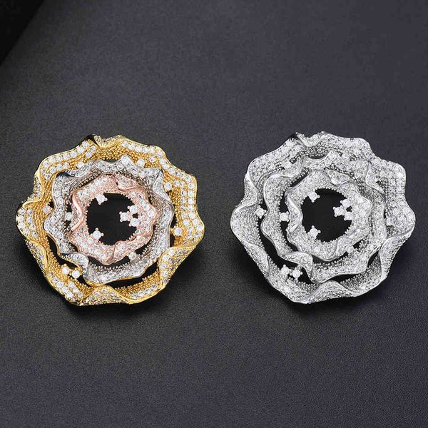 Broche de design único redondos com cristal completo casaco de inverno acessórios na moda jóias para mulheres homens casamento casamento festa