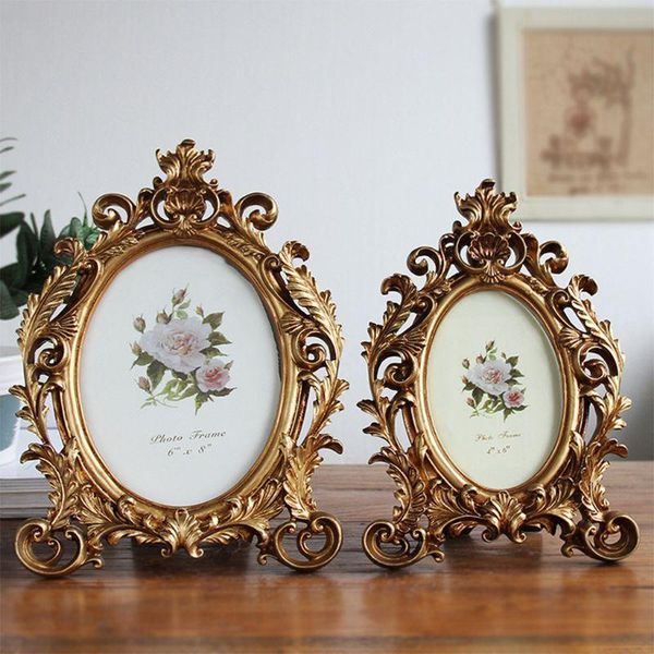 

6/7/8 inch europe style po frames painting carved resin for tableornaments retro workmanship picture