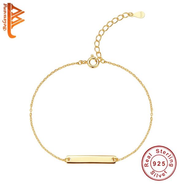 

stud arrival real 925 sterling silver bar bracelet with 18k gold plated delicate 2021 party for women jewelry, Golden;silver