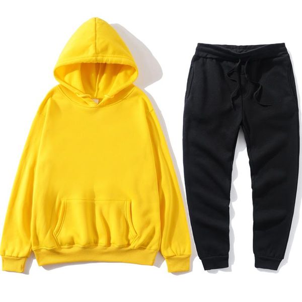 

men's hoodies & sweatshirts sets hoodies+pants autumn winter hooded sweatshirt sweatpants fashion slim fit men set hoodie pant hip hop, Black