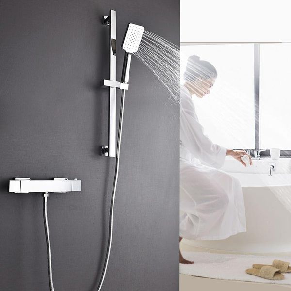 

bathroom shower set bathtub chrome system rainfall head thermostatic mixer bath faucet sets