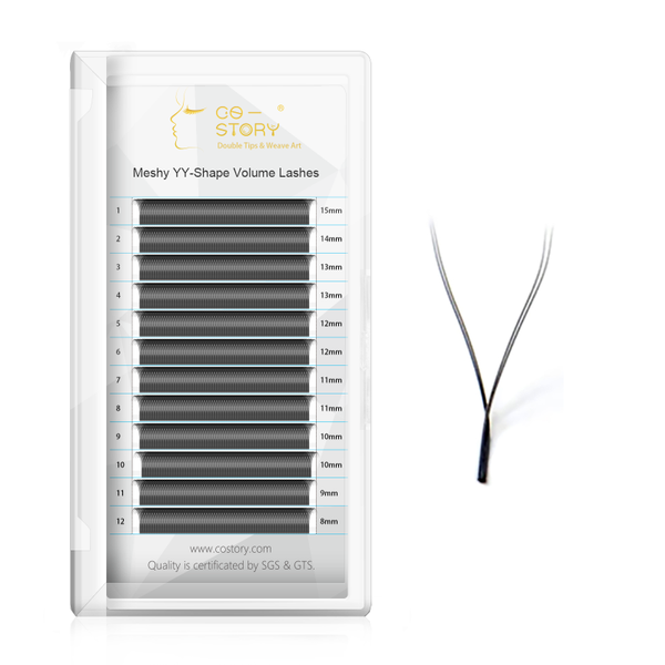 

false eyelashes costory yy eyelash extensions double tips weave art mesh y shape makeup 4d volume mink soft light natural hand-woven lash