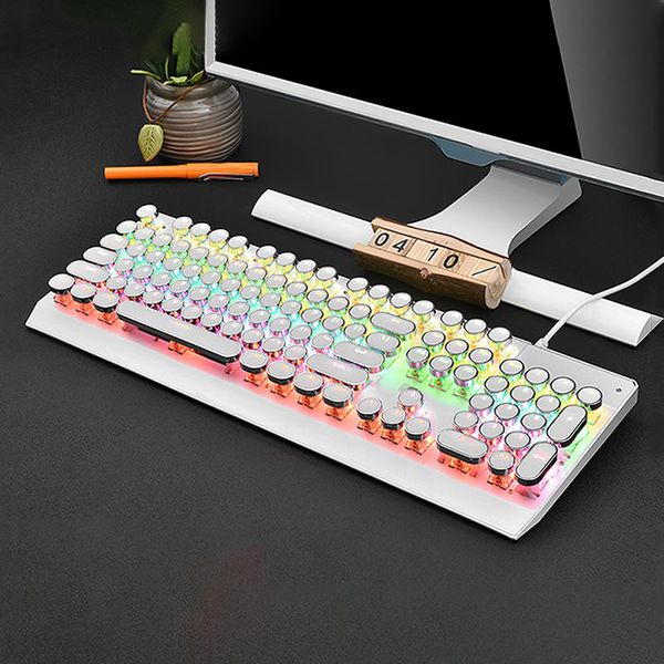 

mechanical gaming keyboard 104-key blue switch backlit anti-ghosting led for gamers wired keyboards