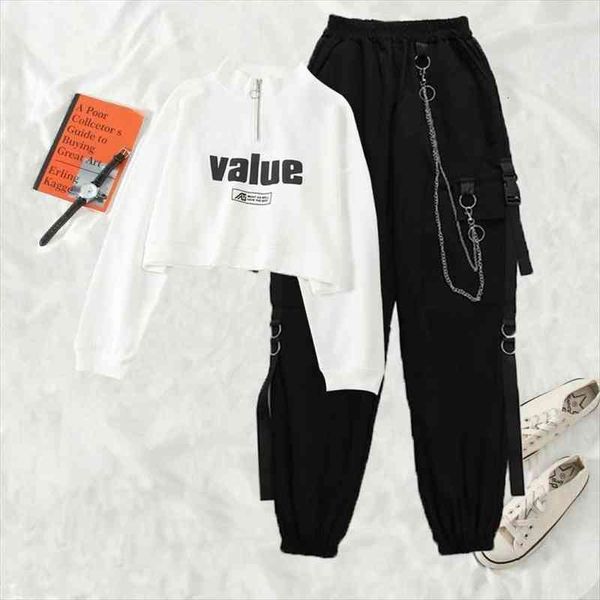 

sets overalls s0pring and autumn womens pants ins clothes two piece harajuku vintage style undefined dropshipping streetwear clothi, White