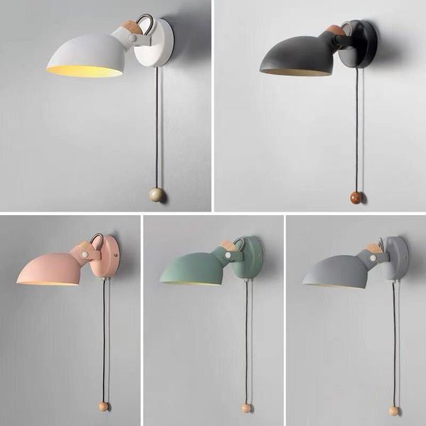 

wall lamp nordic modern lights led bedroom bedside foyer study design living room el lamps creative 180 degree rotation