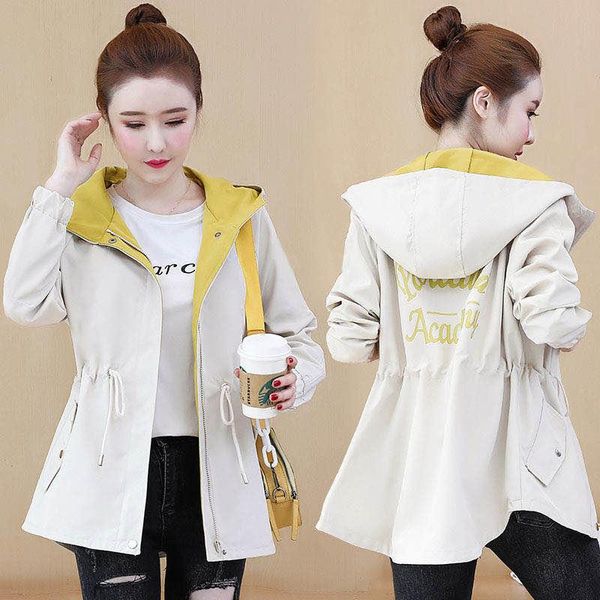 

women's jackets spring autumn women hooded long sleeve causal windbreaker ladies brench coats zipper feamale outwears thin, Black;brown