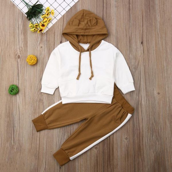 

clothing sets 2pcs toddler baby boy girl sweatshirts hoodies pants legging outfit clothes set, White