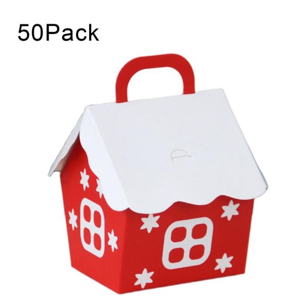 

gift wrap 50pcs house shape with ropes candy bags cookie packaging boxes christmas tree pendant xmas party decor