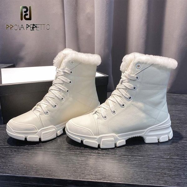 

boots fur one british style plus velvet thick 2021 lace-up snow women's thick-soled leather short ankle shoes, Black