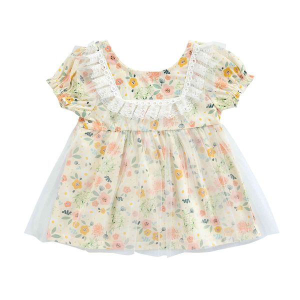 

0-3y princess baby girls dress lace tulle flower tutu dresses for born infant clothing costumes 210515, Red;yellow
