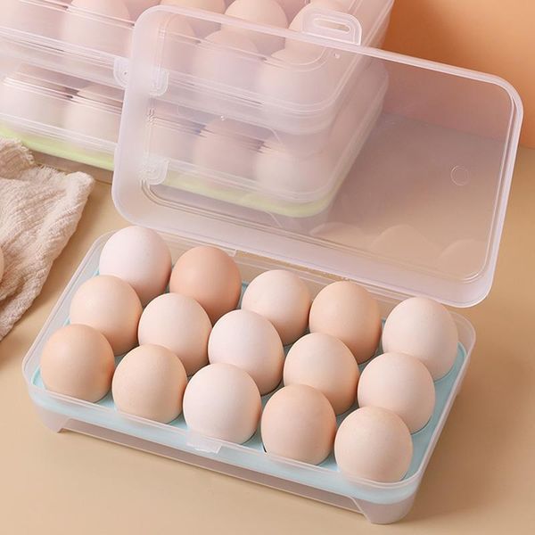 

storage bottles & jars 15 grids plastic egg container case kitchen refrigerator fresh box holder portable picnic organizer