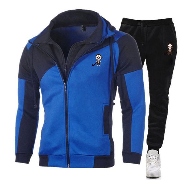 

men's tracksuits sports hoodie + pants sportswear zipper hooded jacket running fitness, Gray
