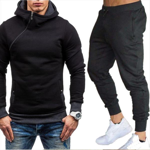 

fashion spring autumn hoodie blank mens tracksuit casual cotton sportswear sports pants 2 piece, Gray