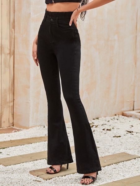 

super high waist flare leg jeans q2hf#, Blue