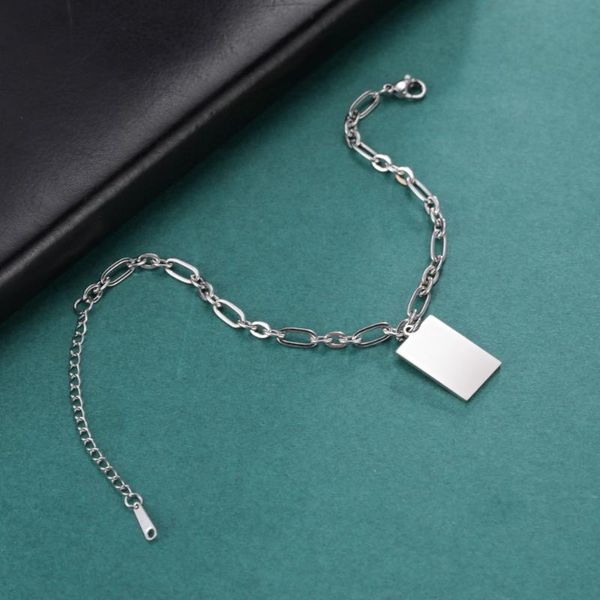 

charm bracelets skyrim rectangle punk on hand satainless steel chain couple for women men gift fashion jewelry 2021, Golden;silver